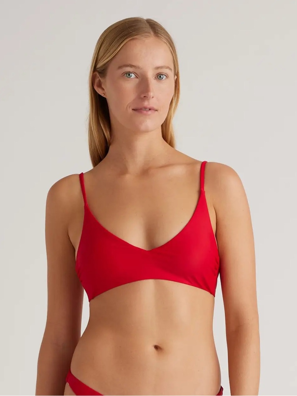 NWT QUINCE Italian V-Neck Bikini Top Large Cherry 1853